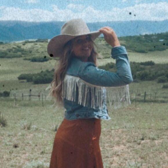 Rhinestone Fringe Jean Jacket Handmade Cowgirl Ranch Bride XL - Picture 8 of 8